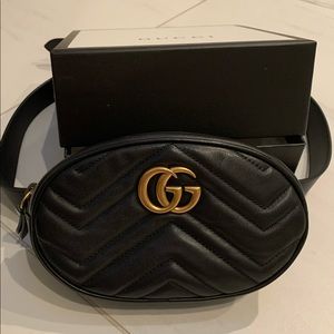 Gucci Marmont Matelassé Small Black Belt Bag